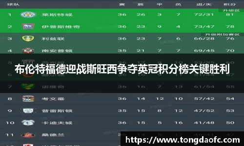 布伦特福德迎战斯旺西争夺英冠积分榜关键胜利